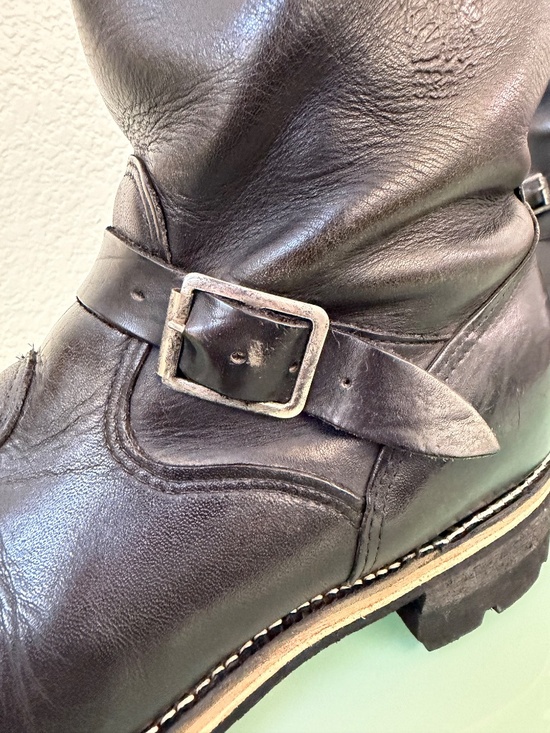 CHIPPEWA Black Leather steel-toed Motorcycle Boots Men\'s Size 12 main image 4